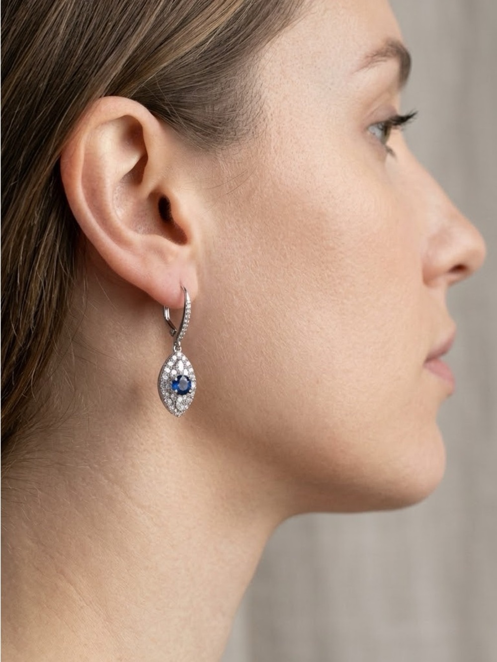 Bomb Party- Sapphire and White Crystal Drop Earrings - Women Jewelry